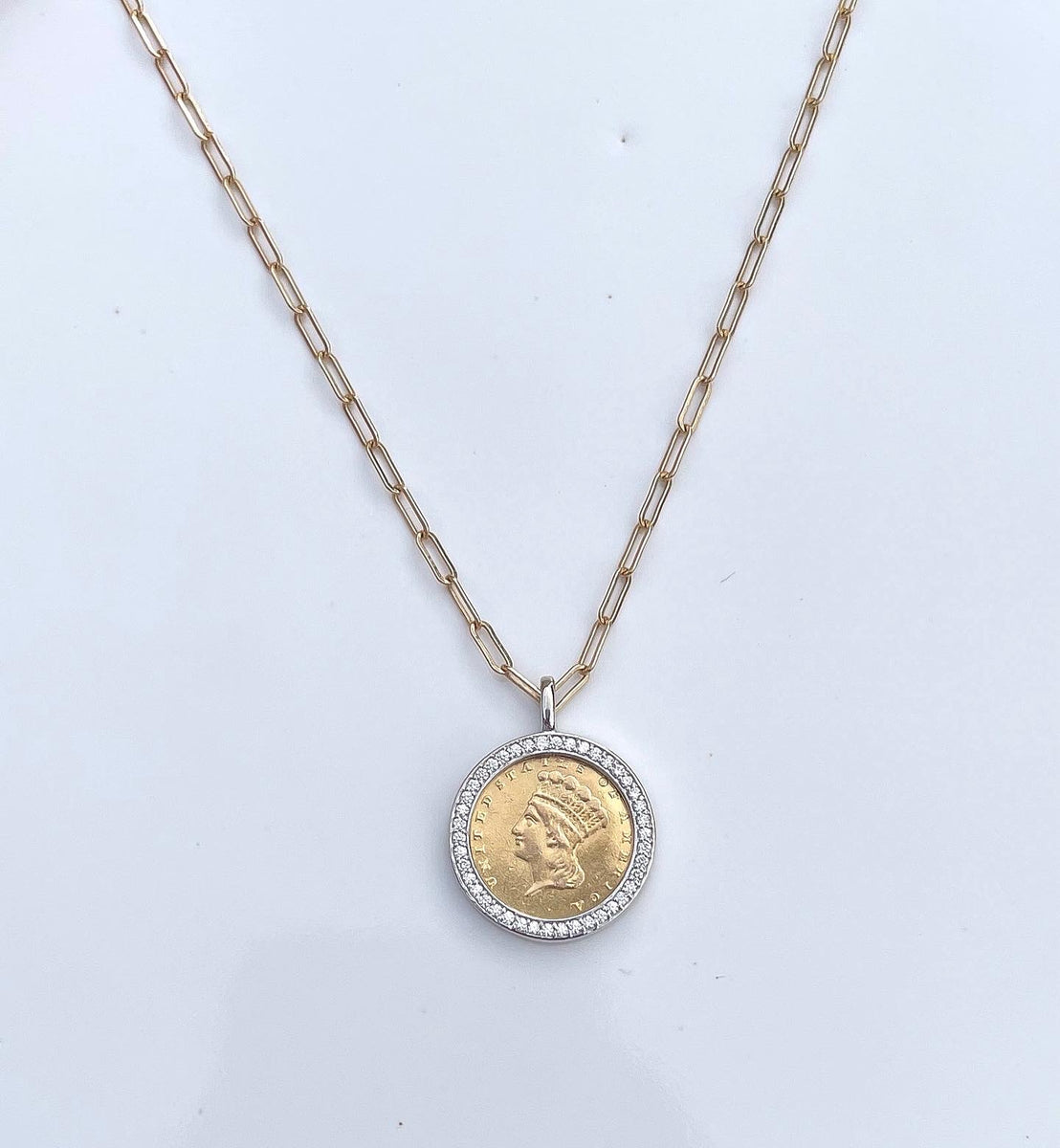 Gold Dollar Coin Necklace Adelaide Niketas Designs