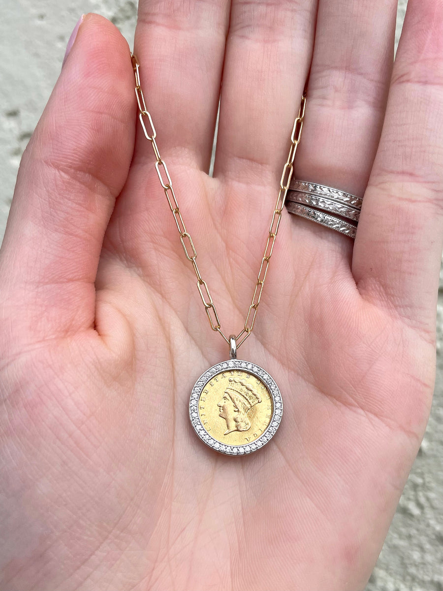 Gold Dollar Coin Necklace Adelaide Niketas Designs