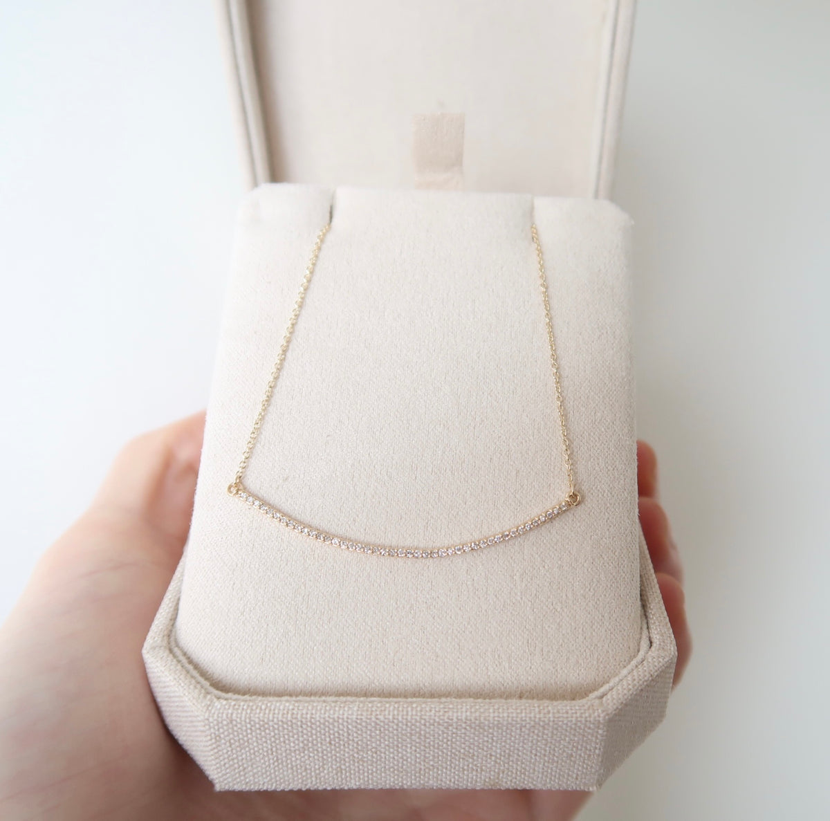 Curved Diamond Bar Necklace Adelaide Niketas Designs