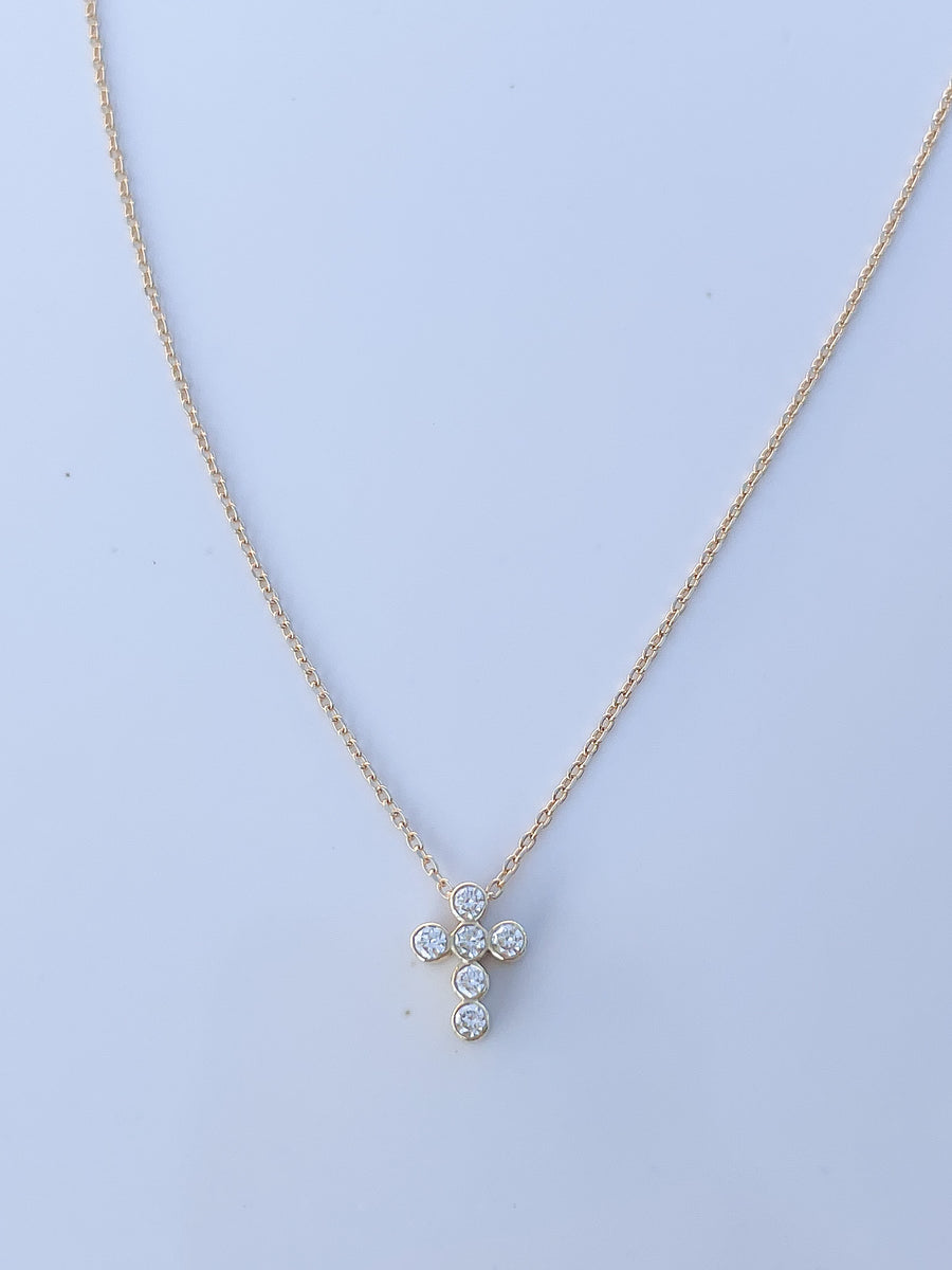 Diamond Bezel Cross Necklace Adelaide Niketas Designs