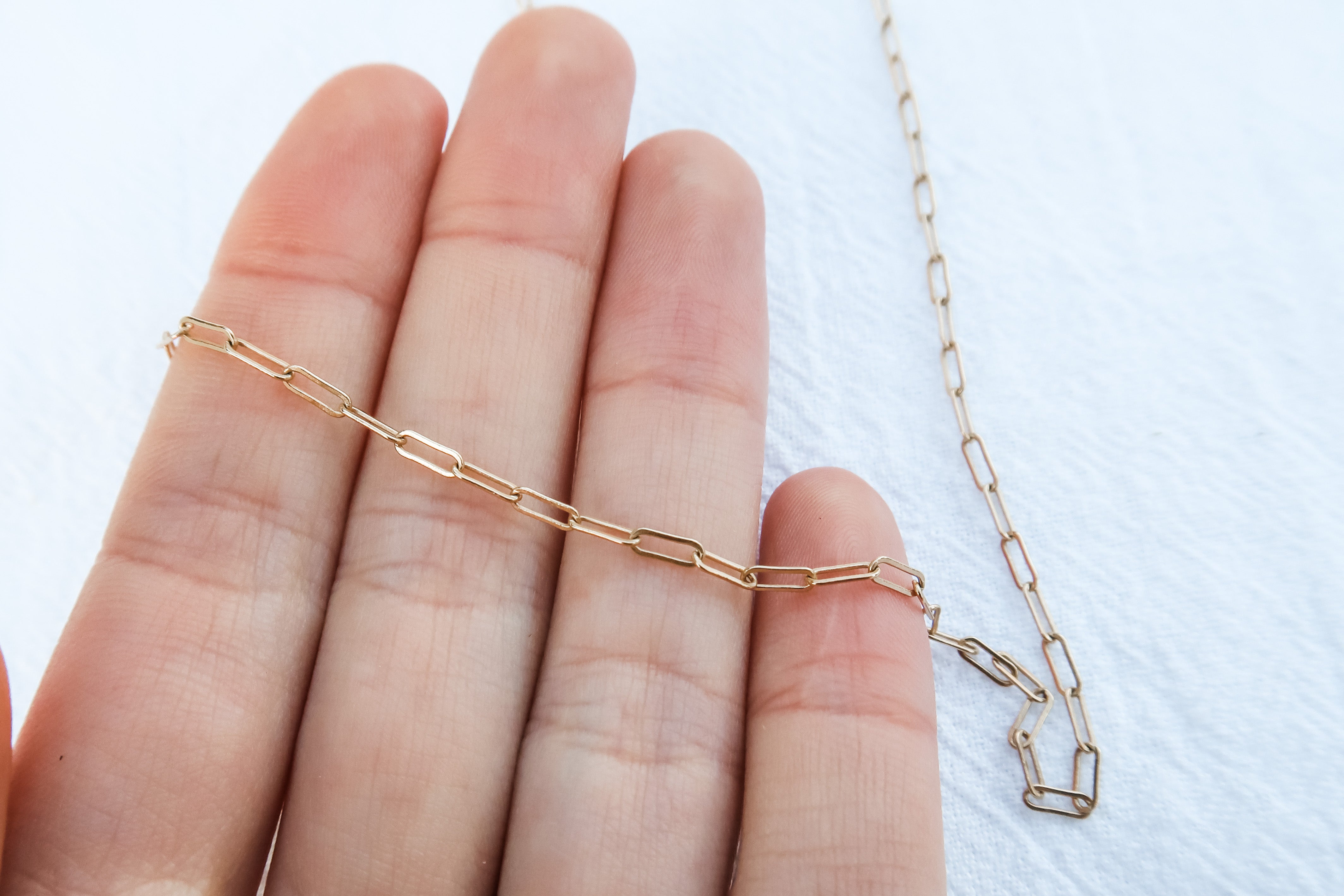 14K Gold Dainty Paperclip Chain