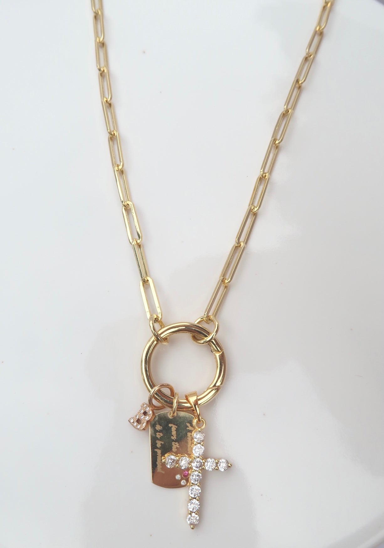 Charm Collector Keepsake Necklace - Gold Round Push Lock
